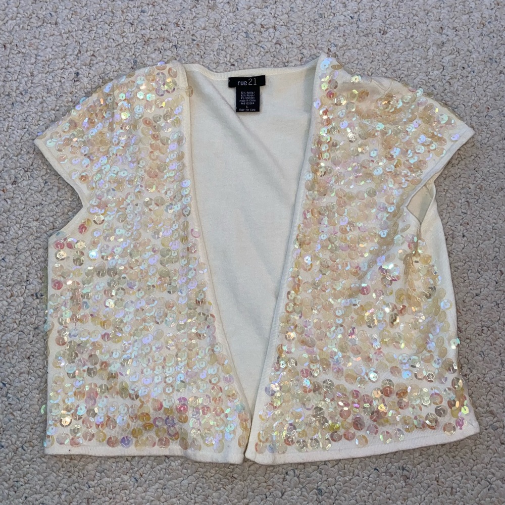 Cream Sequin Sweater